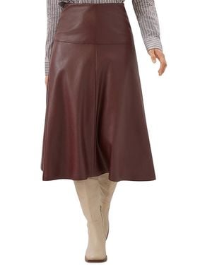Karen Kane Faux Leather Midi Skirt - Brown