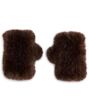 Surell Faux Fur Fingerless Mittens - Brown