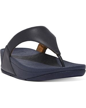 Fitflop Lulu Leather Thong Wedge Sandals - Blue