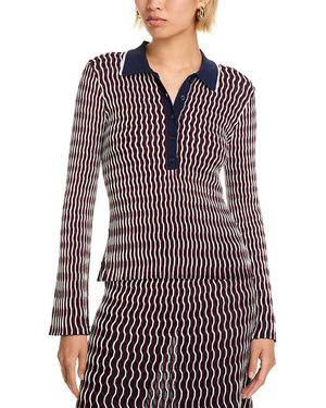 Jonathan Simkhai Colleen Wavy Striped Polo Shirt - Purple