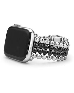 Lagos Stainless Steel & Ceramic Smart Caviar Watch Band For Apple Watch - Black