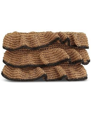Reiss Raya Ruffle Clutch - Brown