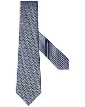 ZEGNA Jacquard Floral Silk Classic Tie - Blue