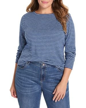 NIC+ZOE Long Sleeve Striped Boat Tee - Blue