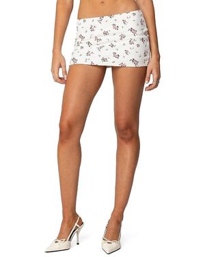 Edikted Melany Floral Waffle Mini Skirt - Natural