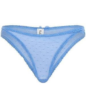Peachaus Ume Recycled-Lace Mid-Rise Underwear - Blue