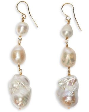 Jil Sander Cultured Freshwater Pearl Linear Drop Earrings - White