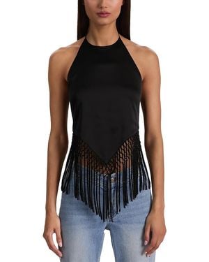Alice + Olivia Greta Halter Tie Back Top - Black