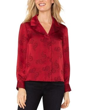Liverpool Los Angeles Floral Print Satin Blouse - Red
