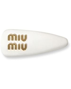 Miu Miu Patent Leather Hair Clip, 3.14 - White