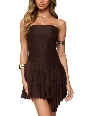 Edikted Elaia Asymmetric Strapless Lace Mini Dress - Black