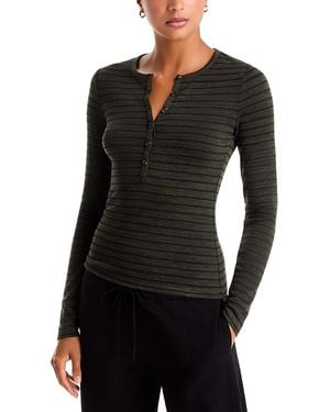 Rag & Bone The Knit Stripe Long Sleeve Henley - Black