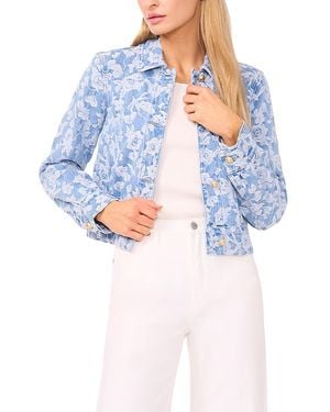 Ted Baker Rose Print Denim Jacket - Blue