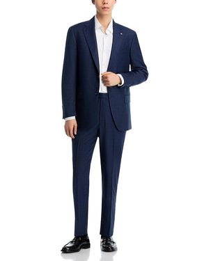 Hart Schaffner Marx New York Textured Solid Classic Fit Suit - Blue