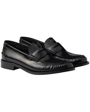 Prada Brushed Leather Loafers - Black