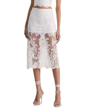 Alice + Olivia Medine Embellished Lace Midi Skirt - White
