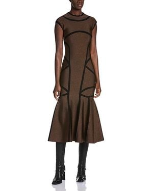 McQueen Jacquard Line Midi Dress - Brown