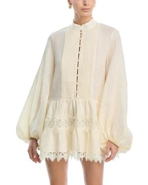 Bardot Antonia Lace Trim Mini Dress - Natural