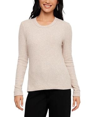 Karen Kane Ribbed Long Sleeve Crewneck Top - White