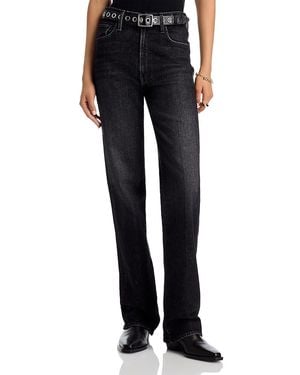 Mother The Rambler High Rise Zip Heel Jeans - Black