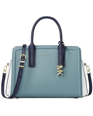 Michael Kors Laila Medium Leather Satchel - Blue