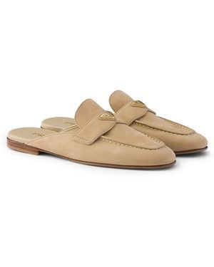 Prada Nubuck Mules - Natural