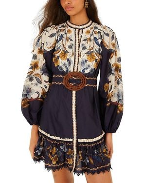 FARM Rio Golden Nature Belted Mini Dress - Gray