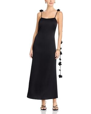 Aqua Flower Strap Maxi Dress - Black