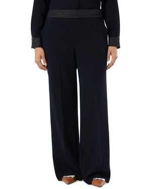 Marina Rinaldi Uscita Briose Topstitched Straight Pants - Black