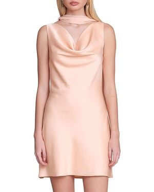Avec Les Filles Floral Satin Scarf Tie Mini Dress - Pink
