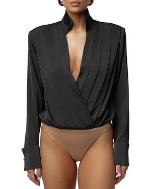 JLUXLABEL Visionary Pleated Bodysuit - Black