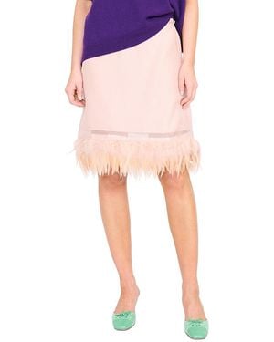 STAUD Lara Silk Feather Skirt - Pink