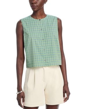 Theory Sleeveless Button Up Top - Green