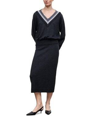 STAUD Normandy Merino Wool Midi Sweater Dress - Black