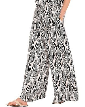 Mint Velvet Leaf Print Wide Leg Pants - Gray