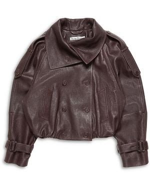 Acne Studios Cropped Leather Trench Coat - Brown