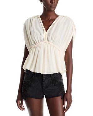 Isabel Marant Halida Cotton Braided Trim Top - White