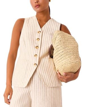 Whistles Petite Linen Stripe Vest - Natural