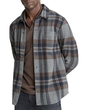 Vince Plaid Knit Shirt Jacket - Grey