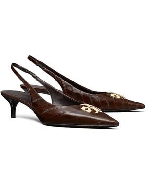 Tory Burch Charlie Leather Slingback Pumps - Brown