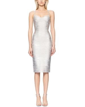 Hervé Léger Strappy Sweetheart Neck Bandage Dress - White