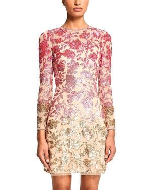 Jenny Packham Jazz Sequin-Embellished Floral-Pattern Mini Dress - Pink