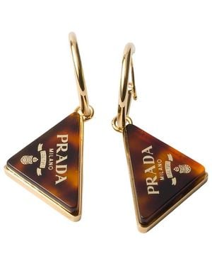 Prada Earrings With Tortoiseshell Motif - Brown