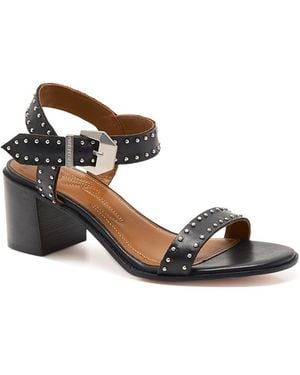 Free People Buckle Up Block Heel Sandals - Metallic