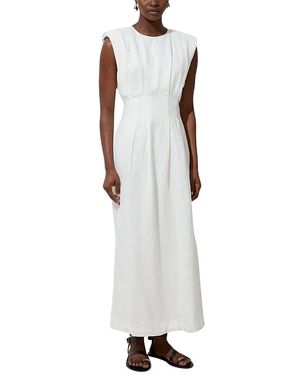Karen Millen Linen Blend Pintuck Midi Dress - White