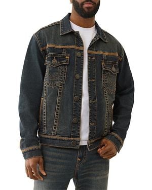TRUE RELIGION Super Flatlock Trucker Denim Jacket - Black