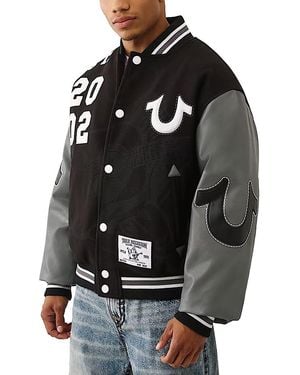 TRUE RELIGION Overt Buddha Boxy Varsity Jacket - Black