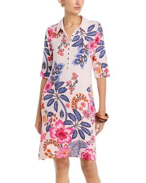 Johnny Was Janie Favorite Elbow Sleeve Dolman Polo Shirt Dress - White