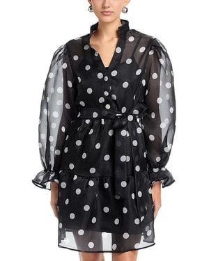 Nancy Yang Sheer Puff Sleeve Midi Dress - Black