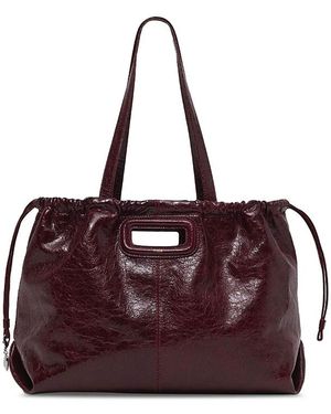 Maje M Crackled Leather Tote - Purple
